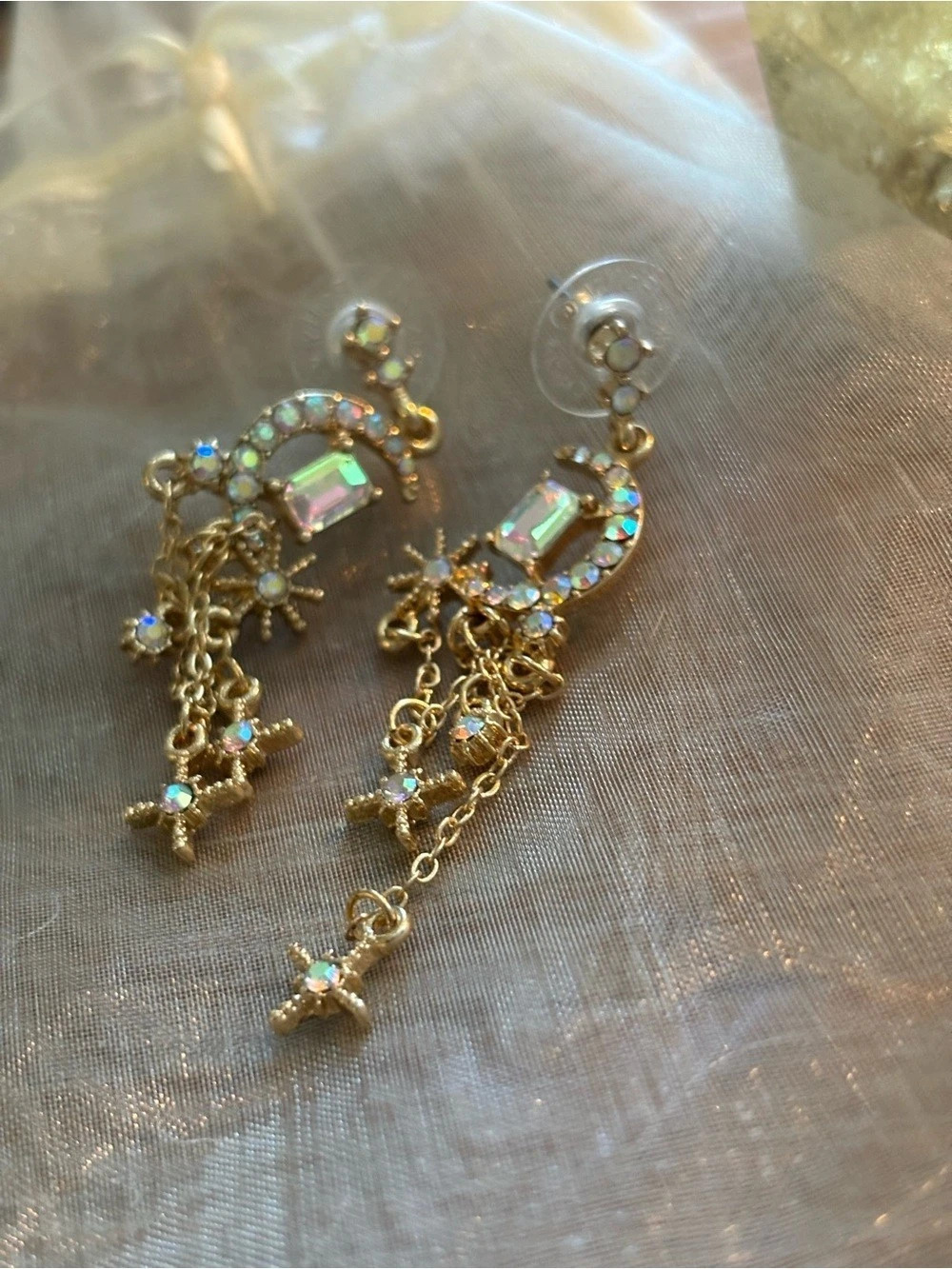 Gold Multicolor Dangle Earrings Like New Kirk Folly